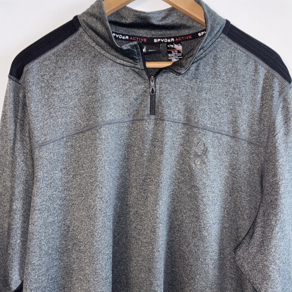 Spyder Quarter Zip Pullover Athletic Shirt Gray Black Detail - Picture 1 of 8